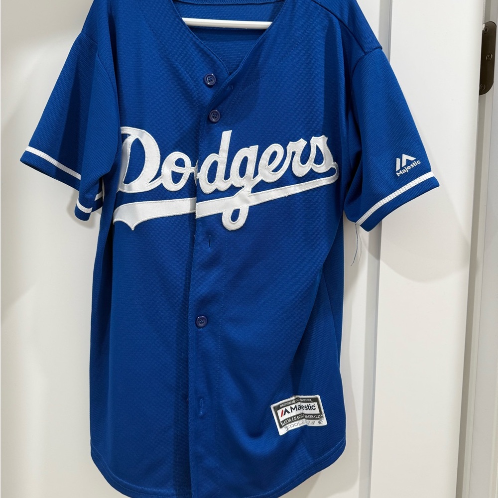 Blue Dodgers baseball Jersey youth medium 10-12, authentic, looks new!
